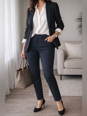 LOFT Curvy Skinny Pants Size 4 Navy Sutton Skinny NWT Work Office Stretch